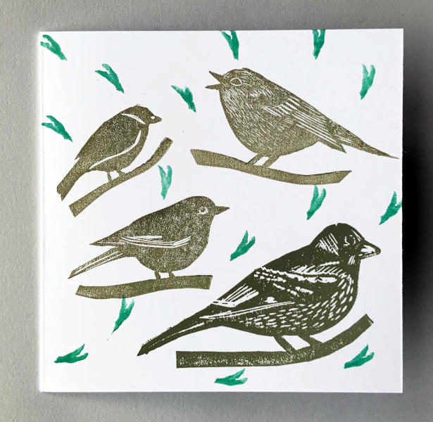 Print Four birds on branches