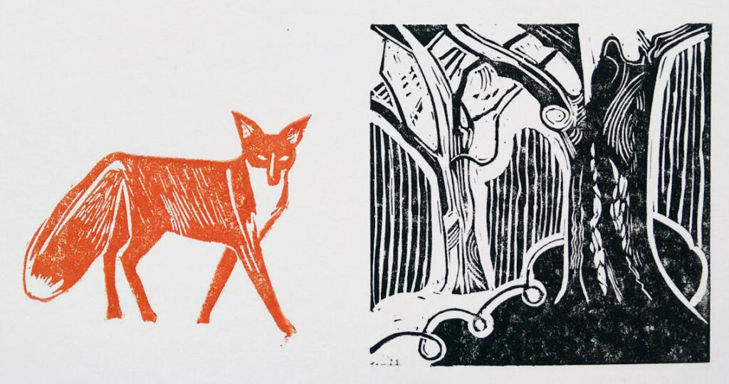Print Fox and trees