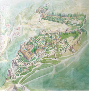 Book illustration of a greek type settlement