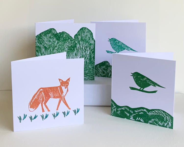 Print Selection of cards fox and birds