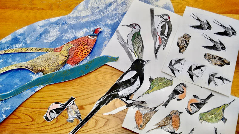 Birds cut outs illustrations
