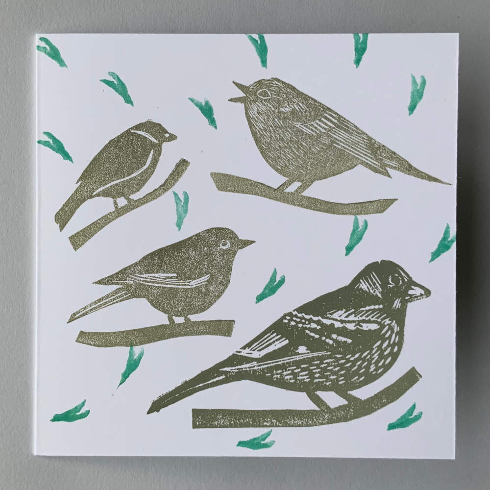 Card with birds on branches