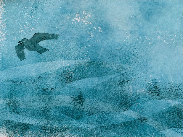 Joanna Logan, Flying Bird on Blue